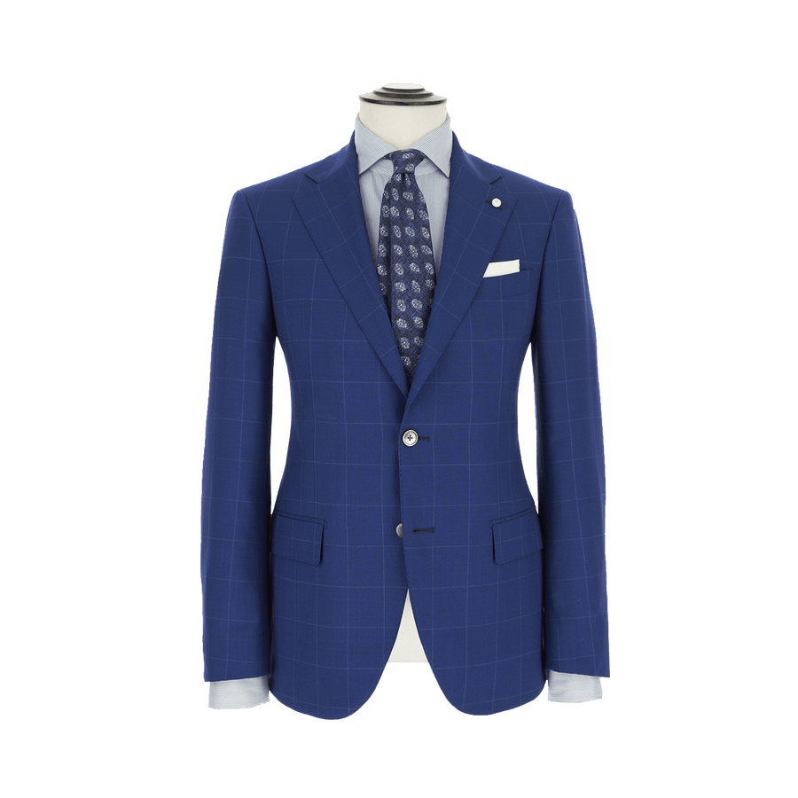 BLUE CHECK SUIT IN PURE VIRGIN WOOL