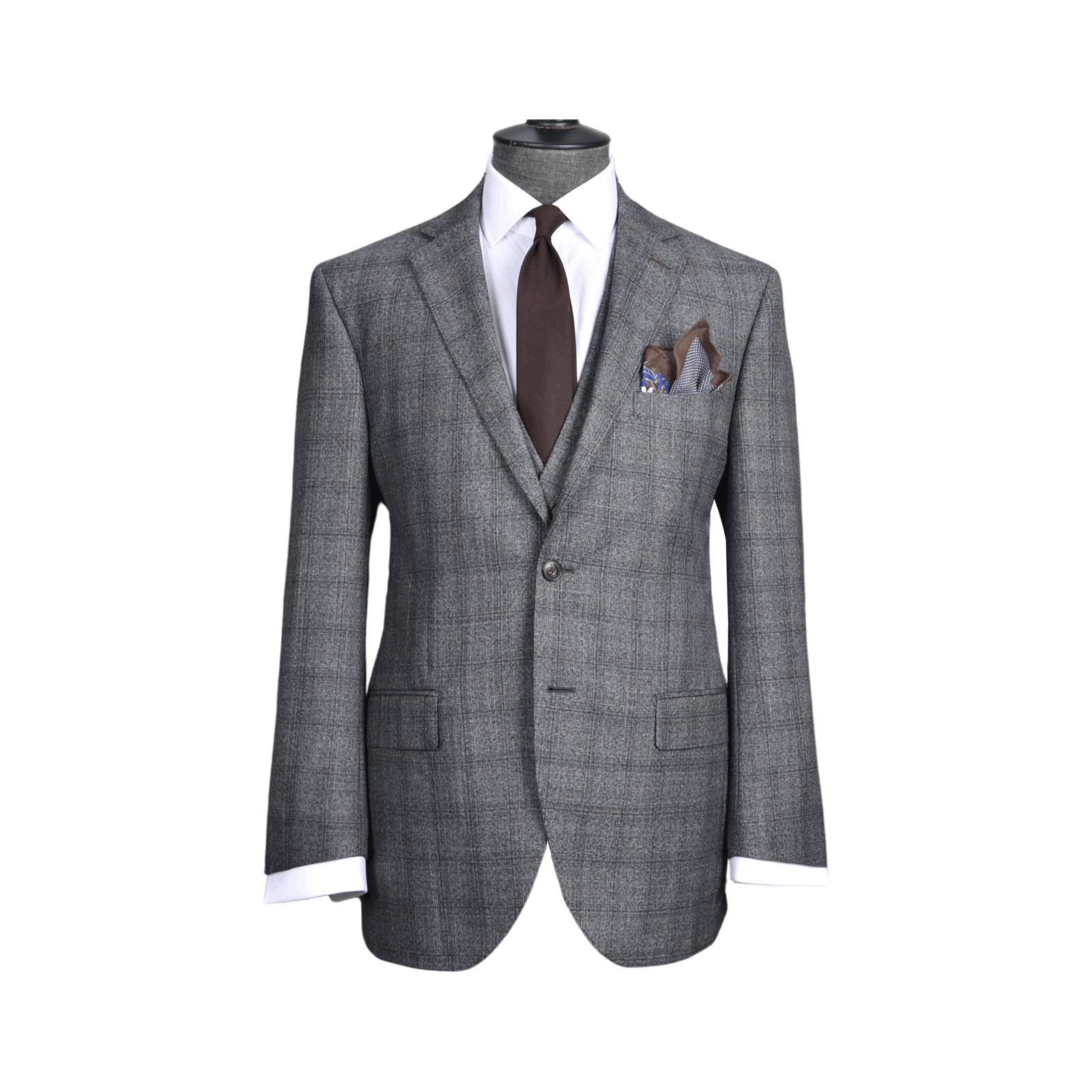 Charcoal Prince of Wales Silk Pocket Square main image 1